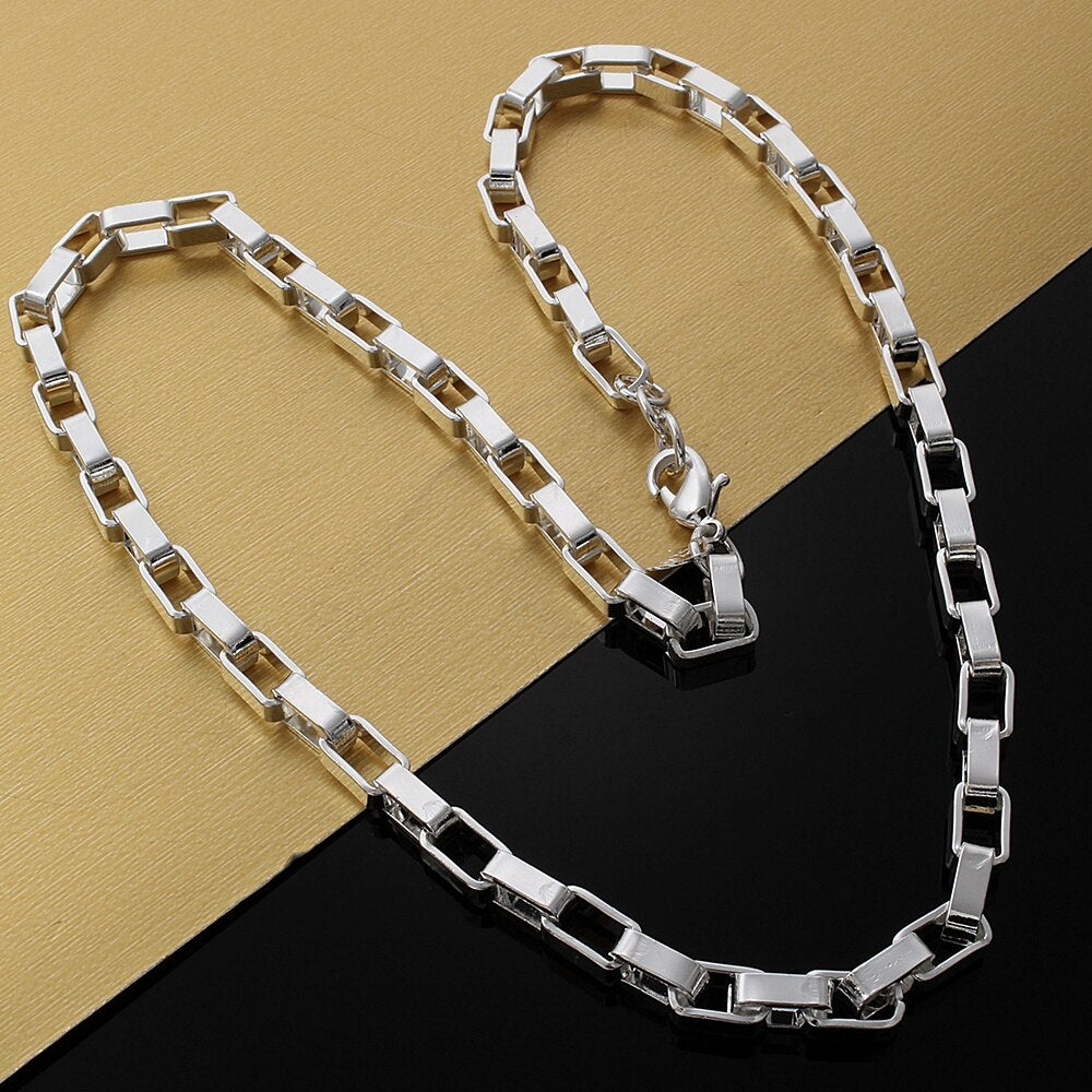 Popular brands classic men 5MM long box Chain 925 Sterling Silver Bracelets necklaces Jewelry set for women Party Gifts