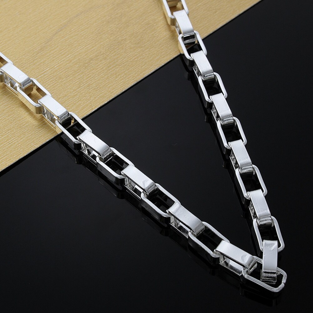 Popular brands classic men 5MM long box Chain 925 Sterling Silver Bracelets necklaces Jewelry set for women Party Gifts