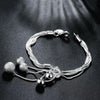 Popular designer 925 Sterling Silver tassels beads Bracelets necklace earring Jewelry set Party wedding accessories gift