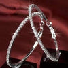 Popular earring With rhinestone Crystal circle hoop earrings Simple big circle Silver plated hoop earrings for women Jewelry