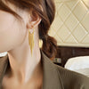 Popular jewelry in Europe America 14K gold plating  long metal tassel earrings elegant women's party accessories