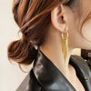 Popular jewelry in Europe America 14K gold plating  long metal tassel earrings elegant women's party accessories