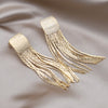 Popular jewelry in Europe and America 18K gold plating geometric long tassel chain earrings Elegant women's party