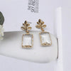 Popular jewelry metal leaf earrings transparent white glass drop earrings statement earrings for women gift