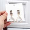 Popular jewelry metal leaf earrings transparent white glass drop earrings statement earrings for women gift