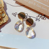 Popular jewelry metal leaf earrings transparent white glass drop earrings statement earrings for women gift