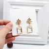 Popular jewelry metal leaf earrings transparent white glass drop earrings statement earrings for women gift