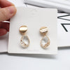 Popular jewelry metal leaf earrings transparent white glass drop earrings statement earrings for women gift