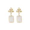 Popular jewelry metal leaf earrings transparent white glass drop earrings statement earrings for women gift