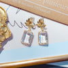 Popular jewelry metal leaf earrings transparent white glass drop earrings statement earrings for women gift