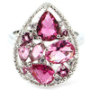 Popular in 2020 Pear Shape Pink Tourmaline White CZ Woman's 925 Silver Ring 23x17mm