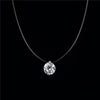 Poputton Female Transparent Fishing Line Necklace Silver Color Invisible Chain Women Rhinestone Choker Necklace Collier Femme