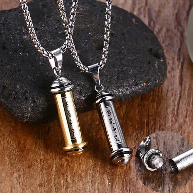 Prayer Scripture Tube Perfume Bottle Pendant Necklace for Men Women Stainless Steel Ashes Memorial Keepsake Cremation Jewelry