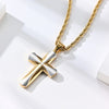 Premier Designs Jewelry Chain Religious Men's Stainless Steel Gold Color Contrast 3.8*2.5mm Cross Pendant Necklace