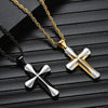Premier Designs Jewelry Chain Religious Men's Stainless Steel Gold Color Contrast 3.8*2.5mm Cross Pendant Necklace