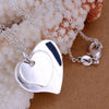 Pretty 925 Stamped Silver beautiful double heart card Pendant Necklace for women party wedding Jewelry Couple gifts