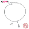 Pretty 925 Sterling Silver Star and Moon Charm Bracelets For Women Silver 925 Bracelet Jewelry Best Gift