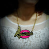 Pretty Woman Rose Mouth Letter Pendants & Necklaces For Women Acrylic Hiphop Long Necklace Stage Show Jewelry N18011