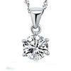 Price reduction Six-claw Zircon Round Pendant Necklace Women charms silver 925 original necklaces fine Jewelry choker pulseira