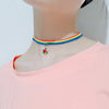 Pride Rainbow LGBT Choker Necklace for Couple Lover Clavicle Chain Women Moon Water Drop Pendant Wedding Party Jewelry Gift