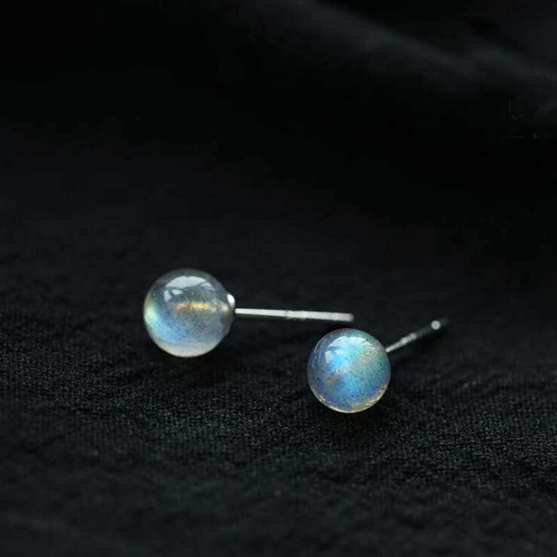 Promotion Wholesale 100% 925 Sterling Silver Stud Earrings Natural Moonstone Ladies Small Earrings Jewelry Allergy Free YEA120