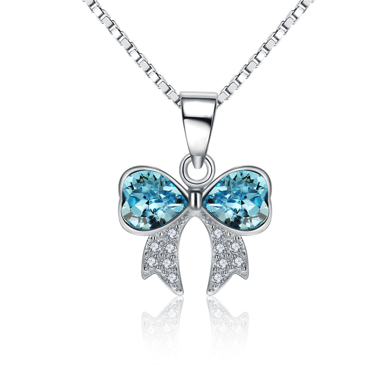 Promotional 925 Sterling Silver Heart Necklace Chain Charm Woman Jewelry Austrian Crystal Zircon Butterfly Pendant Necklaces