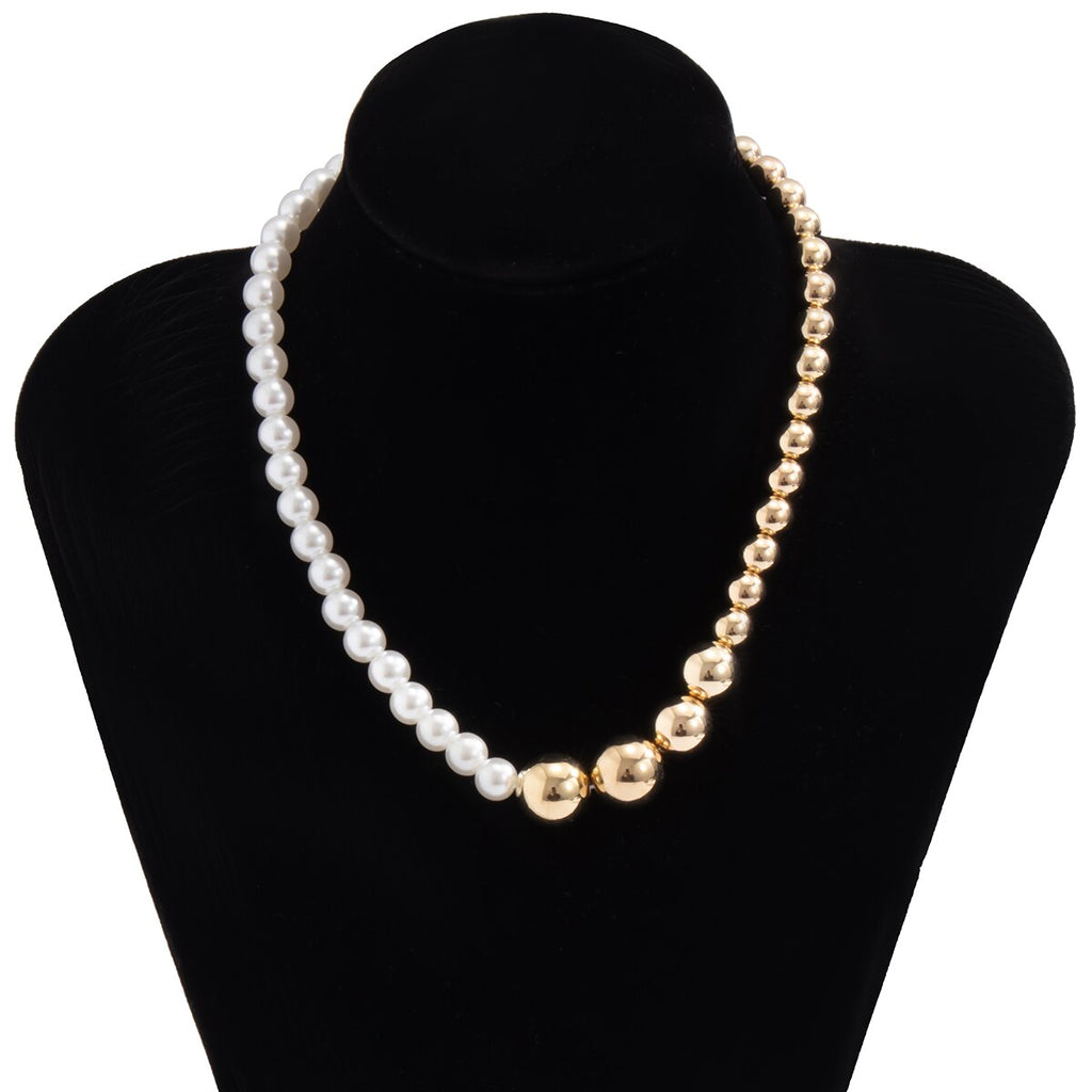 PuRui Asymmetry Pearl Beads Choker Necklace for Men/Women Gold/Silver Color Beaded Chains Necklaces on Neck Jewelry 2021