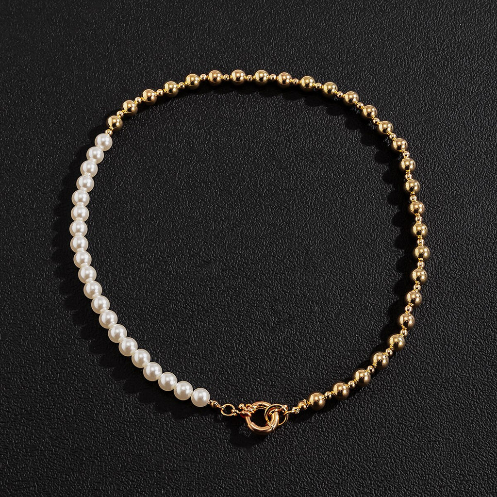 PuRui Asymmetry Pearl Beads Choker Necklace for Men/Women Gold/Silver Color Beaded Chains Necklaces on Neck Jewelry 2021