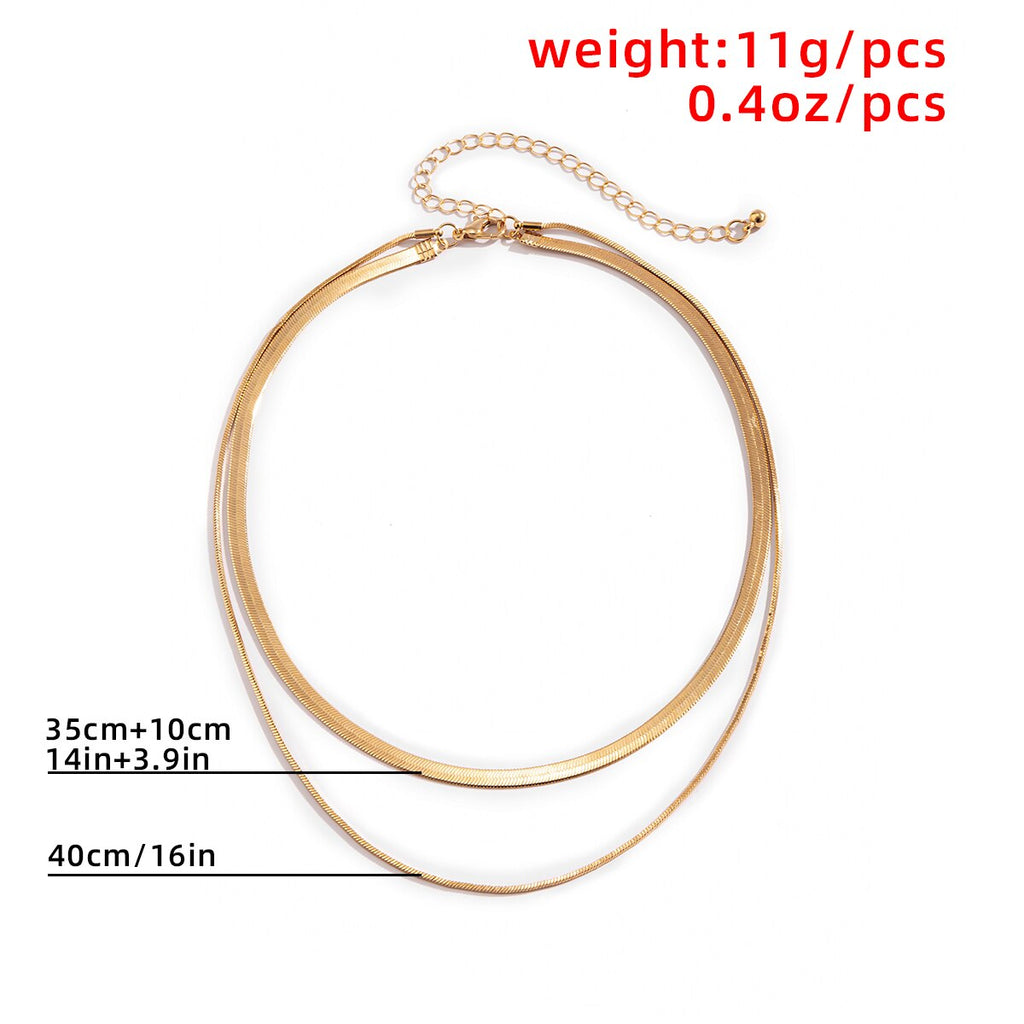PuRui Multi Layered Charm Women Snake Chain Choker Necklace Gold Silver Color Flat Herringbone Chokers Collar Necklace Jewelry