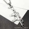 Pubg game Uzi kolye gun shape pendant necklace men's and women's hip hop accessories 3-color military style metal chain necklace