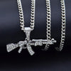 Pubg game Uzi kolye gun shape pendant necklace men's and women's hip hop accessories 3-color military style metal chain necklace