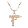 Pubg game Uzi kolye gun shape pendant necklace men's and women's hip hop accessories 3-color military style metal chain necklace