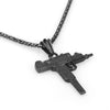 Pubg game Uzi kolye gun shape pendant necklace men's and women's hip hop accessories 3-color military style metal chain necklace