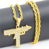 Pubg game Uzi kolye gun shape pendant necklace men's and women's hip hop accessories 3-color military style metal chain necklace