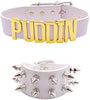Puddin Necklace Bracelet Leather Choker Necklace Cosplay Choker Letter Collor Cosplay Accessory for Girl Halloween Party Jewelry
