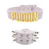 Puddin Necklace Bracelet Leather Choker Necklace Cosplay Choker Letter Collor Cosplay Accessory for Girl Halloween Party Jewelry