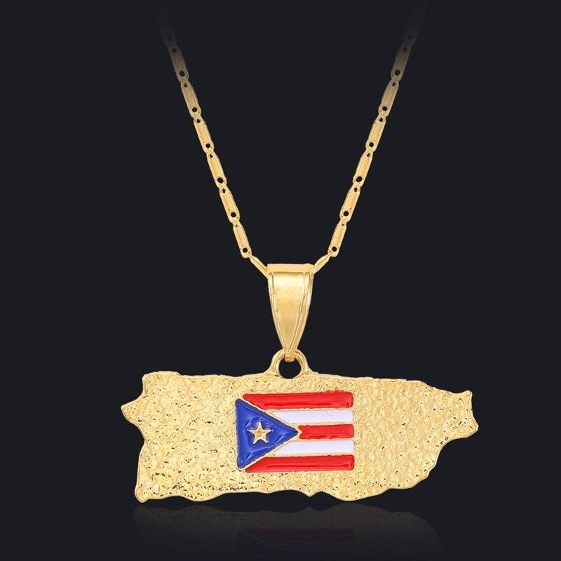 Puerto Rico Map Men's Pendant Exquisite Punk Hip Hop Necklace Party Club Men's Jewelry Accessories 2022 Necklace Trend
