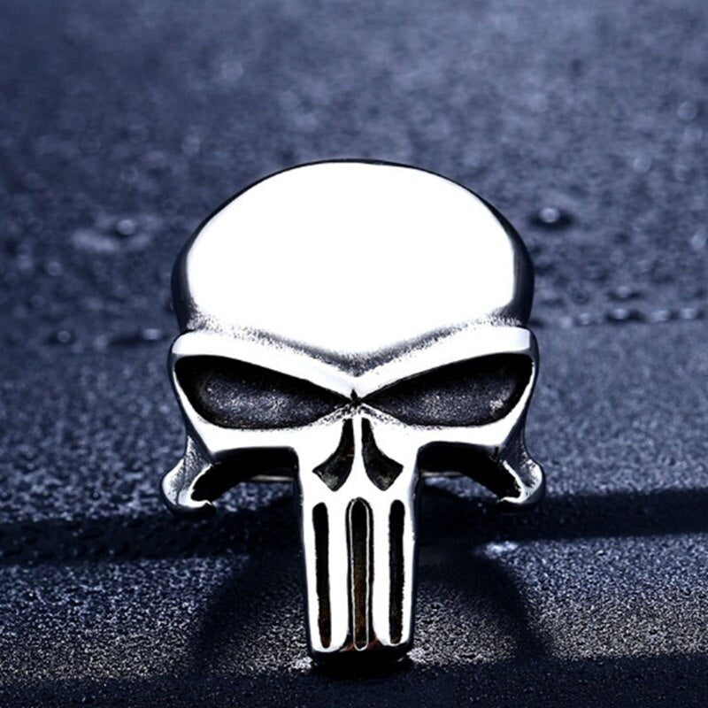 Punisher Skull Shape Ring Men's Ring Retro Metal Horror Ring Accessories Party Jewelry Size 7-13