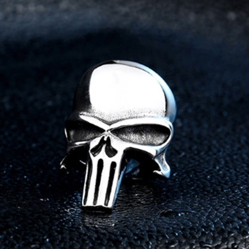 Punisher Skull Shape Ring Men's Ring Retro Metal Horror Ring Accessories Party Jewelry Size 7-13