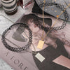 Punk 2pcs Black Tattoo Lace Choker Necklace For Women Gothic Silver Color Geometric Square Pendant Necklaces Jewelry