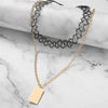Punk 2pcs Black Tattoo Lace Choker Necklace For Women Gothic Silver Color Geometric Square Pendant Necklaces Jewelry