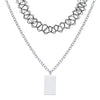 Punk 2pcs Black Tattoo Lace Choker Necklace For Women Gothic Silver Color Geometric Square Pendant Necklaces Jewelry