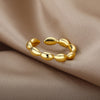 Punk Bead Rings For Women Stainless Steel Gold Geometry Round Adjustable Ring Aesthetics Jewelry Halloween Gift Bijoux Femme