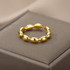 Punk Bead Rings For Women Stainless Steel Gold Geometry Round Adjustable Ring Aesthetics Jewelry Halloween Gift Bijoux Femme