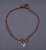 Punk Biker Brown Surfer Cute Cross Pendant Leather Lace Necklace Choker 18"