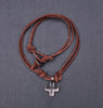 Punk Biker Brown Surfer Cute Cross Pendant Leather Lace Necklace Choker 18"