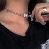 Punk Butterfly Choker Necklace Women Harejuku Style Cute Crystal Butterfly Collares Hip Hop Gothic Necklace Simple Jewelry