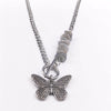 Punk Butterfly Stainless Steel Natural Flash Stone Necklace Chain Silver Color Bead Necklace Jewelry colgantes mujer NXS04