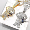 Punk Cartoon Figure Pendant Tennis With Chain  AAA Zircon Mens Necklace Hip Hop Jewelry Gifts