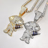 Punk Cartoon Figure Pendant Tennis With Chain  AAA Zircon Mens Necklace Hip Hop Jewelry Gifts